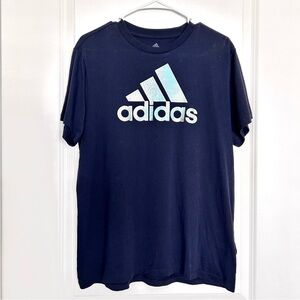 Adidas (M) NWOT Navy Blue T-Shirt w/ Teal and Silver Logo